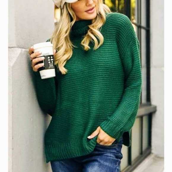 LAST $ DROP! Oversized ribbed TURTLENECK Sweater - Picture 2 of 8